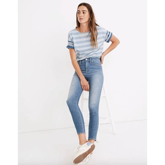Madewell 10" High Rise Cropped Jeans Welling Wash Blue Womens Size 27 - Picture 1 of 13
